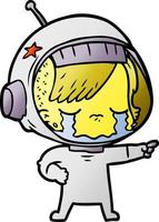 cartoon crying astronaut girl vector