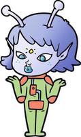 bonita chica alienígena de dibujos animados vector