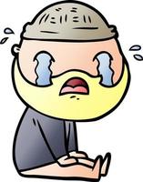 cartoon bearded man crying vector