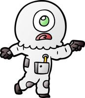 cartoon cyclops alien spaceman pointing vector