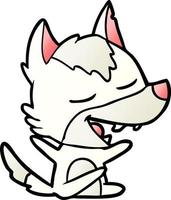 cartoon wolf laughing vector