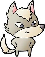 friendly cartoon wolf vector