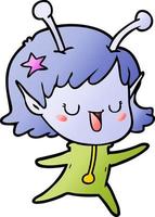 happy alien girl cartoon vector