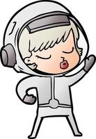 cartoon pretty astronaut girl vector