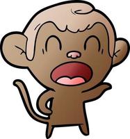 shouting cartoon monkey pointing vector