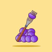 Ilustración de vector de uvas y tenedor