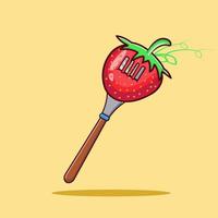 Strawberry and fork vector illustration