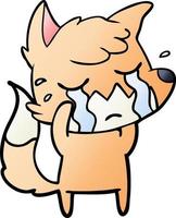 crying fox cartoon vector