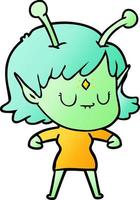 cartoon alien girl vector