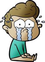 cartoon crying man vector