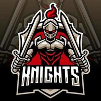 Knight mascot. esport logo design. vector