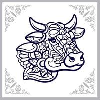 vaca mandala artes aislado sobre fondo blanco. vector