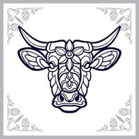 vaca mandala artes aislado sobre fondo blanco. vector