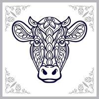 vaca mandala artes aislado sobre fondo blanco. vector