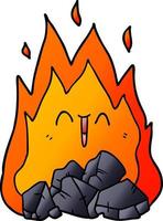 cartoon blazing coal fire vector