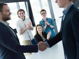 cloasing the deal in modern office interior photo