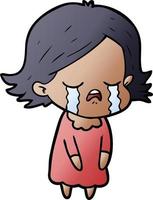 cartoon girl crying vector