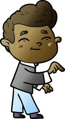 happy cartoon man pointing