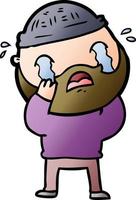 cartoon bearded man crying vector