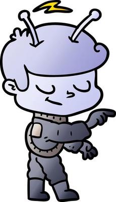 friendly cartoon spaceman pointing