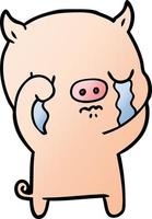 cerdo de dibujos animados llorando vector