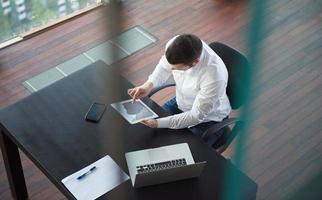 top view of young business man at office photo
