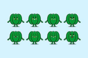 Set kawaii Cactus cartoon character expressions vector