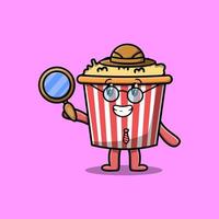 detective de palomitas de maíz de personaje de dibujos animados lindo vector
