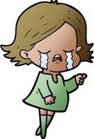 cartoon girl crying vector