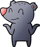 smiling bear shrugging shoulders vector