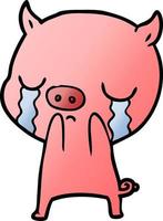 cartoon pig crying vector