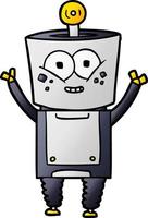 happy cartoon robot waving hello vector