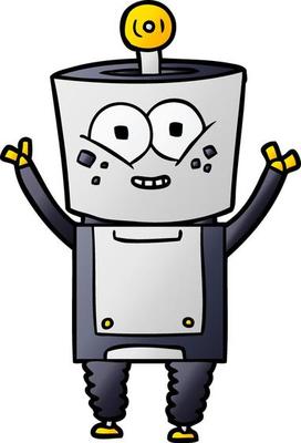 happy cartoon robot waving hello