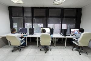 photo editor at his desk