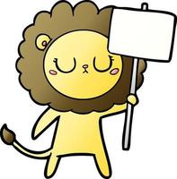león de dibujos animados con signo de protesta vector