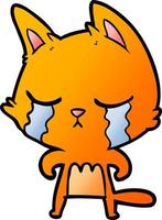 crying cartoon cat vector