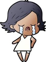 cartoon girl crying vector