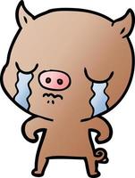 cartoon pig crying vector