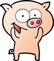 cheerful pig cartoon vector