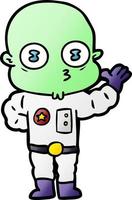 waving weird bald spaceman vector