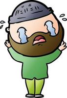 cartoon bearded man crying vector