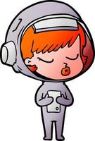 chica bonita astronauta de dibujos animados vector