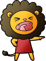 cartoon angry lion in dress vector