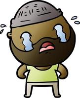 cartoon bearded man crying vector