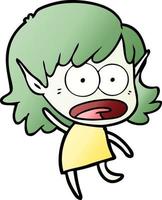 cartoon shocked elf girl vector