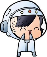 cartoon laughing astronaut girl vector