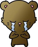 crying cartoon bear vector