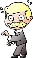 cartoon man with mustache making a point vector