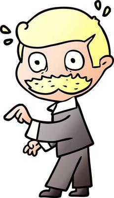 cartoon man with mustache making a point