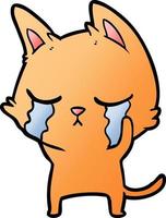 crying cartoon cat vector